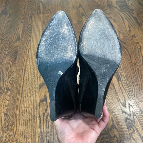 JOIE Jalena Black Snake Embossed Leather Wedge Ankle Boots - Picture 11 of 11